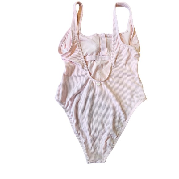 Stoney Clover Lane for Target Pink Ribbed One Piece Swimsuit Heart Accent Medium - Picture 4 of 7